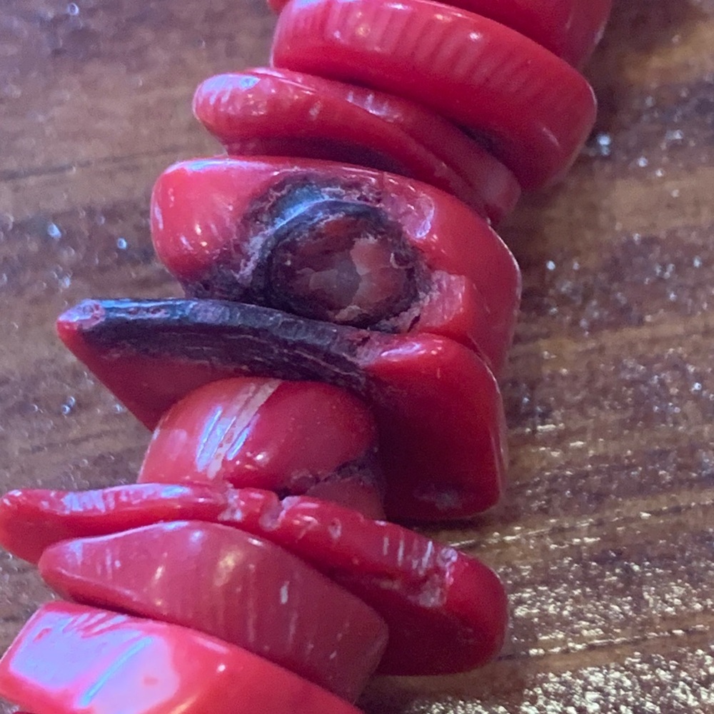 Red Coral with Turquoise Clasp Navajo Necklace - Picture 17 of 17